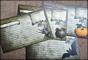 Tarjetas de recetas en blanco de Halloween - Juego de 4 - Imagen 1 de 2