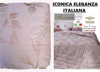 Colcha acolchada Blumarine 90 gr/m2, Preciosa tela Jacquard y SWAROVSKI Foto 1 de 4