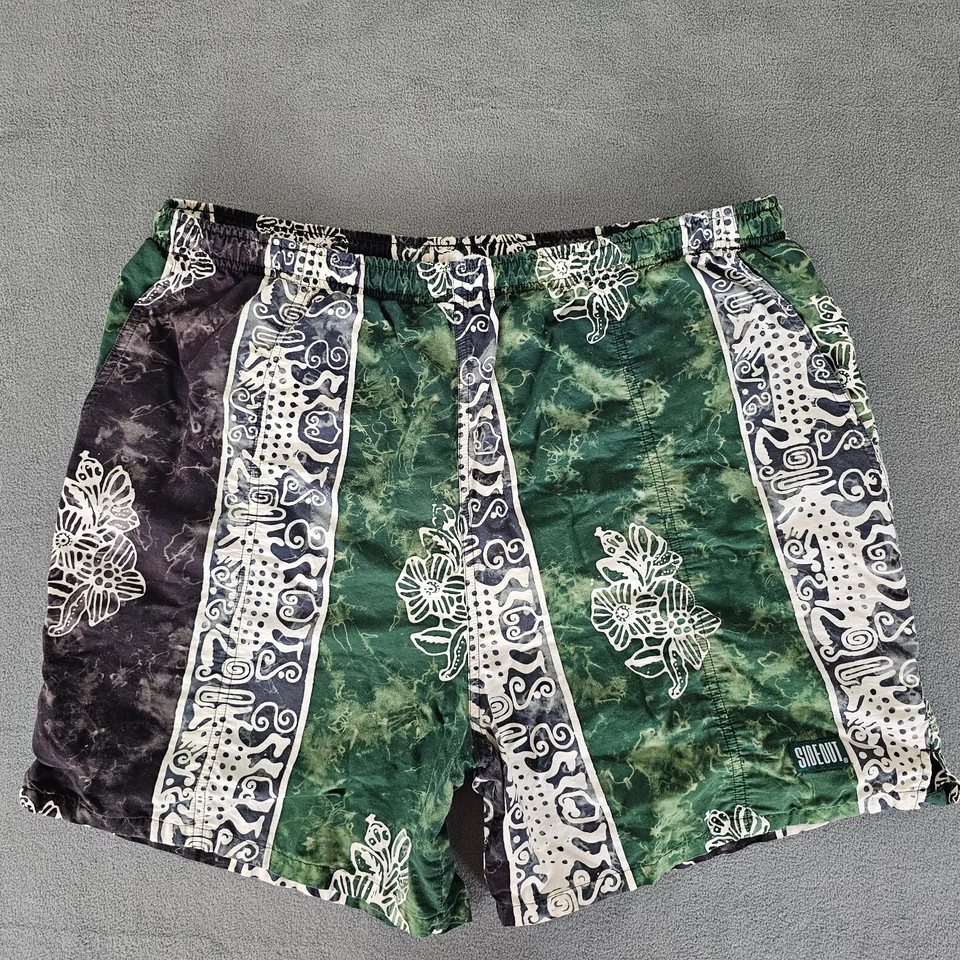 Bañador corto Sideout para hombre 1XB verde playa trópicos surf hawaiano relajado Foto 1 de 4