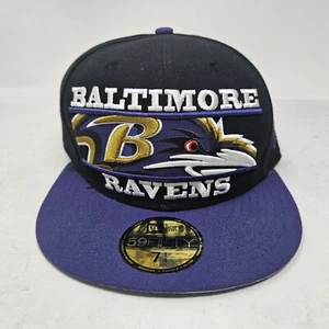 New Era 59FIFTY NFL Baltimore Ravens Official Black Fitted Hat - Multiple Sizes - Picture 1 of 3