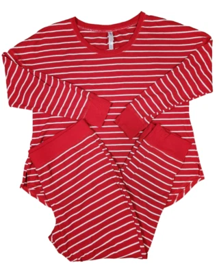 Gilligan & O'Malley Red & White Stripe Thermal Pajamas Set - Women's 2XL - Image 1 of 4