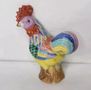 Antigua figura de gallo de porcelana china pollo familia rosa 19 principios 20 - Imagen 1 de 11