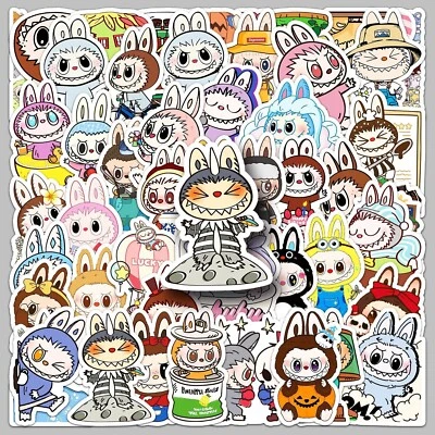 1TO3SHOP 50 Pcs Labubu Macaron Monster Vinyl Stickers Set For Skateboard/Laptop Decals