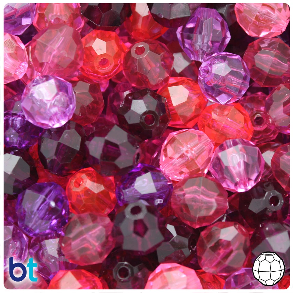 Cuentas de plástico redondas facetadas transparentes BeadTin de 12 mm (180 piezas) elección de color Foto 1 de 1