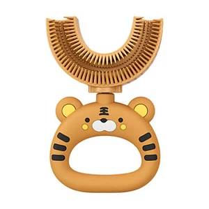 U Shaped Kids Toothbrush Cartoon Tiger Kids Toothbrush Soft Silicone - Picture 1 of 12