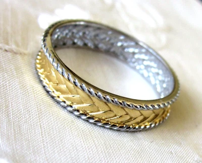 Men's / Women's 14K Gold over 925 Sterling Silver Band Ring /  size 12 / 3.1g - Изображение 1 из 4