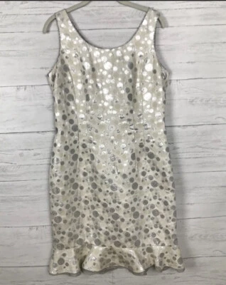 SARA CAMPBELL DRESS Silver Dot Cocktail Dress Size 8 - Image 1 of 4