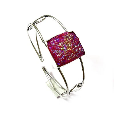 Brazalete Brazalete Calabaza Titanio Druzy Ópalo Hecho a Mano Joyería 7 U056 Foto 1 de 4