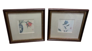Peter Cavaciuti Framed Watercolor Prints Himalayan Poppy + Tulip In Arita Vase - Picture 1 of 15