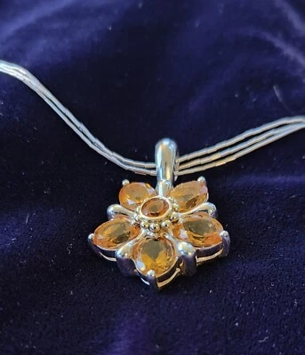 Hermoso Collar Ann King Madeira Flor Citrino Plata 925 Oro 18k Acentos  Foto 1 de 4