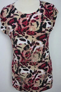 Damen Sommer Oberteil Shirt Leoptint Sterneaus Nieten Viskose MODERN TIMES Gr.40 - Bild 1 von 7