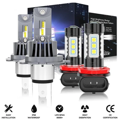 Combo de faros LED de haz alto/bajo + luces antiniebla bombillas 6000 k para Nissan Versa 2007-2012 Foto 1 de 4