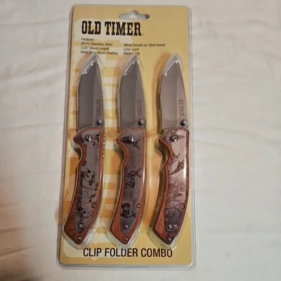 Antiguo temporizador 3 piezas clip carpeta combo (1085946) nuevo en paquete. Longitud de hoja de 3,25" SS Foto 1 de 2