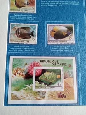 SELLOS DE PECES TROPICALES 1980 Zaire (Congo) Scott's 974-980, 981a, 100 MNH GOMA ORIGINAL Foto 1 de 4