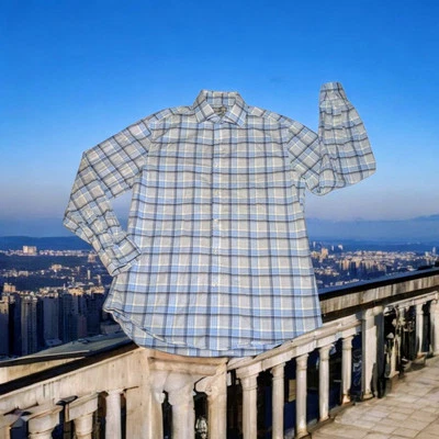 MICHAEL KORS Men's 15.5 (32-33) Dress Shirt Blue Yellow PLAID Slim Fit STRETCH  - Image 1 of 4