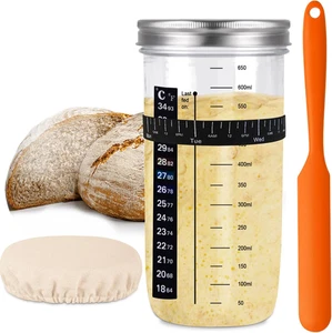 Tarro de inicio de masa madre, kit de inicio de masa madre con termómetro, raspador, Cloth Co - Imagen 1 de 12