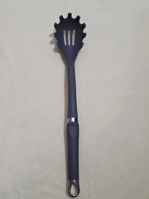 Pampered Chef Executive Nylon Slotted Pasta Spoon 14” L, Gray, Lightly Used  - Image 1 of 4