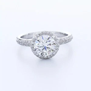 14K White Gold Engagement Ring Under Halo 2.38 CT Round Lab-Grown Diamond F VS1 - Picture 1 of 5