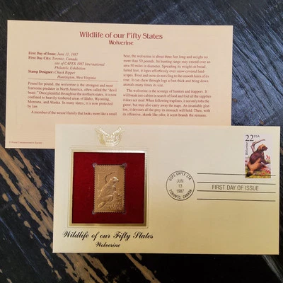 US 1987 FDC of Wolverine And Gold Stamp SC# 2327 w/ Commemorative Card, By PCS - Image 1 of 4