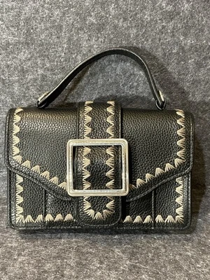 Nuevo con etiquetas Bolso Brighton Ella Petite MG con solapa cuero granulado negro tostado cosido Foto 1 de 4
