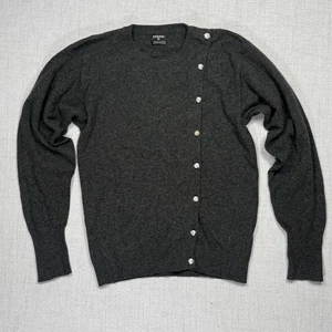 Vintage Chanel Kaschmir Cardigan Schmuckknopf asymmetrisch grau Pullover Brustumfang 35" - Bild 1 von 12