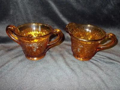 VASO SÁNDWICH TIARA ÁMBAR INDIANA. CREMA DE PATAS Y AZÚCAR con MANIJAS. ¡COMO NUEVO! Foto 1 de 3