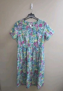 Vestido largo floral 100 % algodón The Vermont Country Store 1X - Imagen 1 de 8