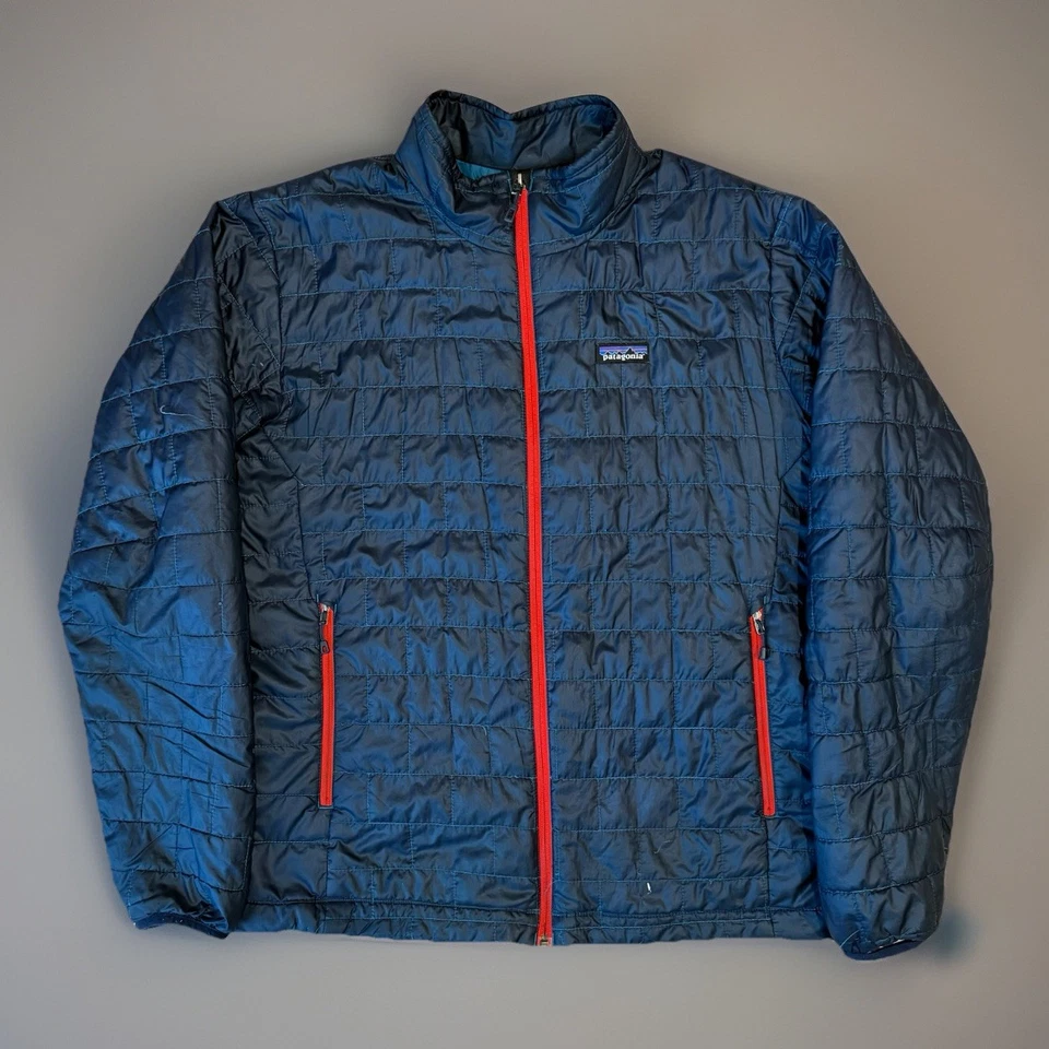 Chaqueta Patagonia Nano Puff Grande Azul Cremallera Completa Aislada Puffer Prendas Exteriores Foto 1 de 4