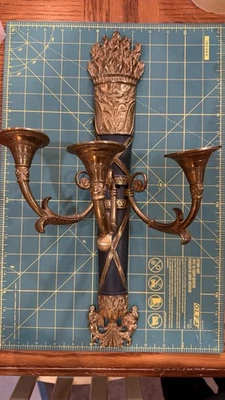 Brass Torch Wall Sconce JVI Designs (?) 3 Light Neoclassical 20th Century - Image 1 of 4