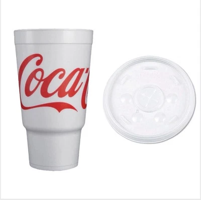DART 32AJ20C 32 Oz PEDESTAL COKE-COLA FOAM PRINT With LIDS CHOOSE QUANTITY