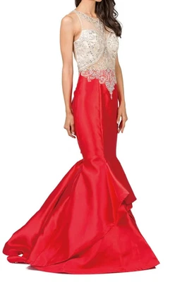 NEW WITH TAG. SIZE MEDIUM Dancing Queen - 9930 Jeweled Illusion Bodice Flounced. - Image 1 of 4