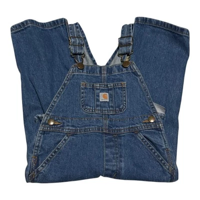 Mono Carhartt Mezcla Algodón Carpintero Denim Lavado Medio Niños 2T Logo Foto 1 de 4