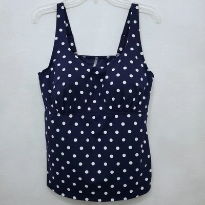 Blusa Tankini de natación Lands End cuello cuadrado a lunares talla 16W Foto 1 de 4