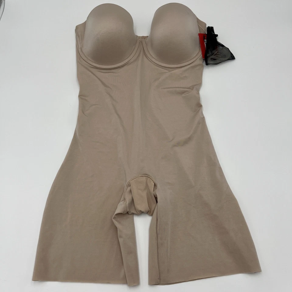 SPANX Women's L Suit Your Fancy Strapless Cupped Mid-Thigh Bodysuit 10156R