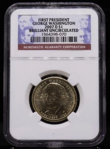 2007-D George Washington Presidential Dollar NGC Brilliant Uncirculated - Picture 1 of 4