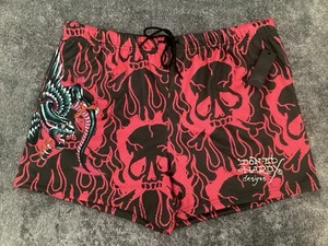 Ed Hardy Men’s Pink/Black Dragon Mesh Shorts Size XXL - 42, Inseam 5” Rise 14” - Picture 1 of 10