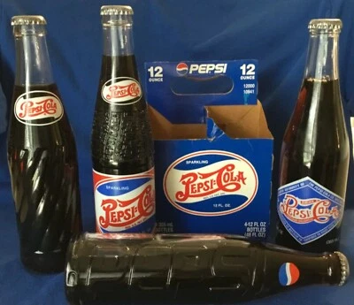 Pepsi Cola 4-Pak Pop Bottles 4 Different Limited Edition Replica Bottles in Box - Image 1 of 4