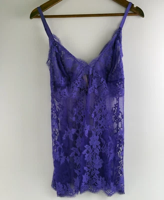 Babydoll Victoria’s Secret de una pieza cuello en V encaje floral sin forro púrpura talla XL NUEVO CON ETIQUETAS Foto 1 de 4