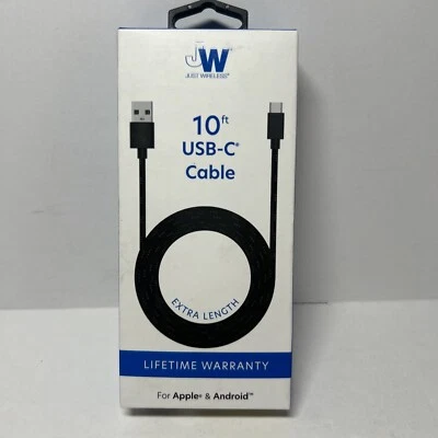 Just Wireless 10' TPU Type-C to USB-A Cable - Black - Image 1 of 3