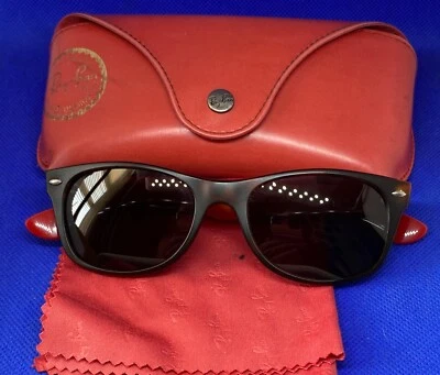 Ray-Ban RB2132 Nuevo Wayfarer monturas rojo/negro, estuche, tela repuesto lentes NOE Foto 1 de 4