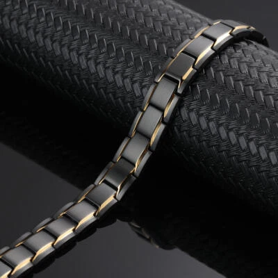 Pulseira magnética dourada artrite dor melhora equilíbrio energético calma alegria homens mulheres - Imagem 1 de 4