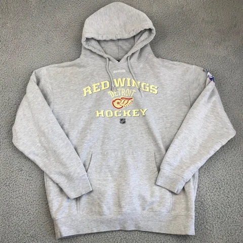 Detroit Redwings Hockey Hoodie Men's Large Gray Long Sleeve Pocket 2014 Cover