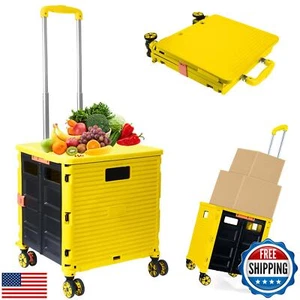 Foldable Utility Cart Folding Portable Rolling Crate Handcart Shopping Trolle - Picture 1 of 5