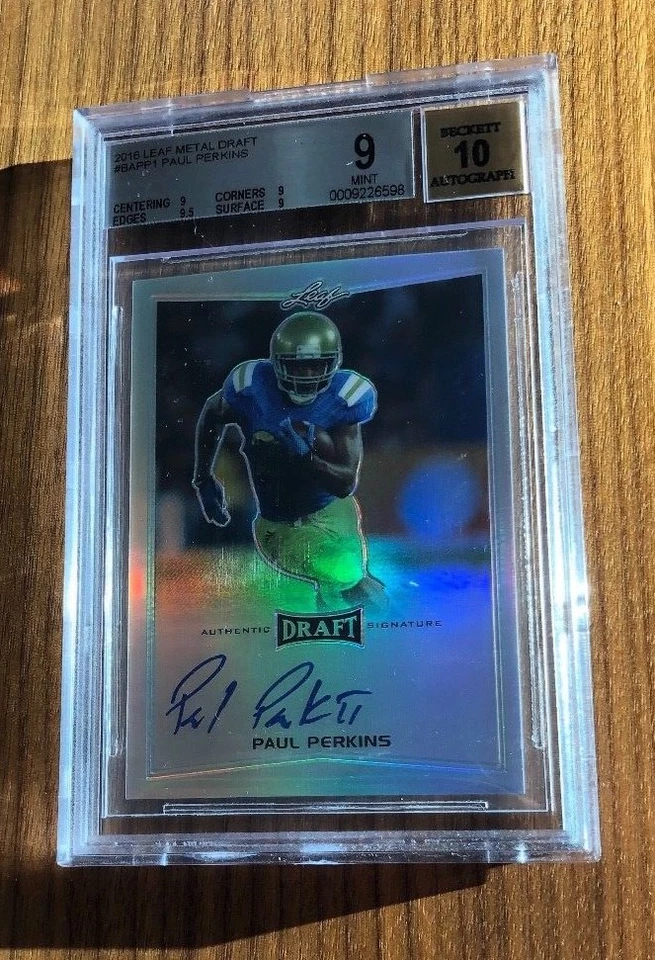 2016 Leaf Metal Draft~PAUL PERKINS RC~Rookie Refractor Autograph~BGS 9/10 Gem - Image 1 of 1