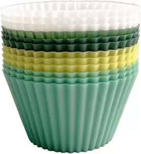 Silicone Muffin Baking Cups 12 Pack Reusable Cupcake Liners Non-Stick Cake Molds - Picture 1 of 12