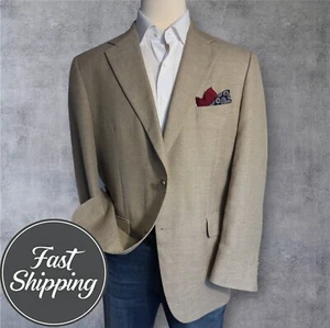 JOS A BANK Mens Blazer 44R LINEN/WOOL Taupe Sport Coat Two Button Jacket Suits - Picture 1 of 16