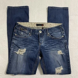 Jeans blu da donna Guess Elliot gamba dritta taglia 29 tasche effetto invecchiato con cerniera #1963 - Foto 1 di 12