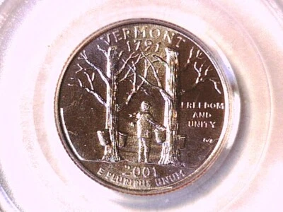 2001 P Washington State Quarter PCGS MS 66 Vermont 70060926 - Image 1 of 3