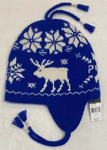 Polo Ralph Lauren Shetland Wollmütze königlich/weiß Elch Schneeflocken neu mit Etikett kostenloser Versand - Bild 1 von 10