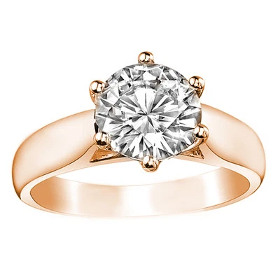 Anillo de compromiso solitario enrejado moissanita corte redondo único 14K RG de 1 quilate para mujer Foto 1 de 3